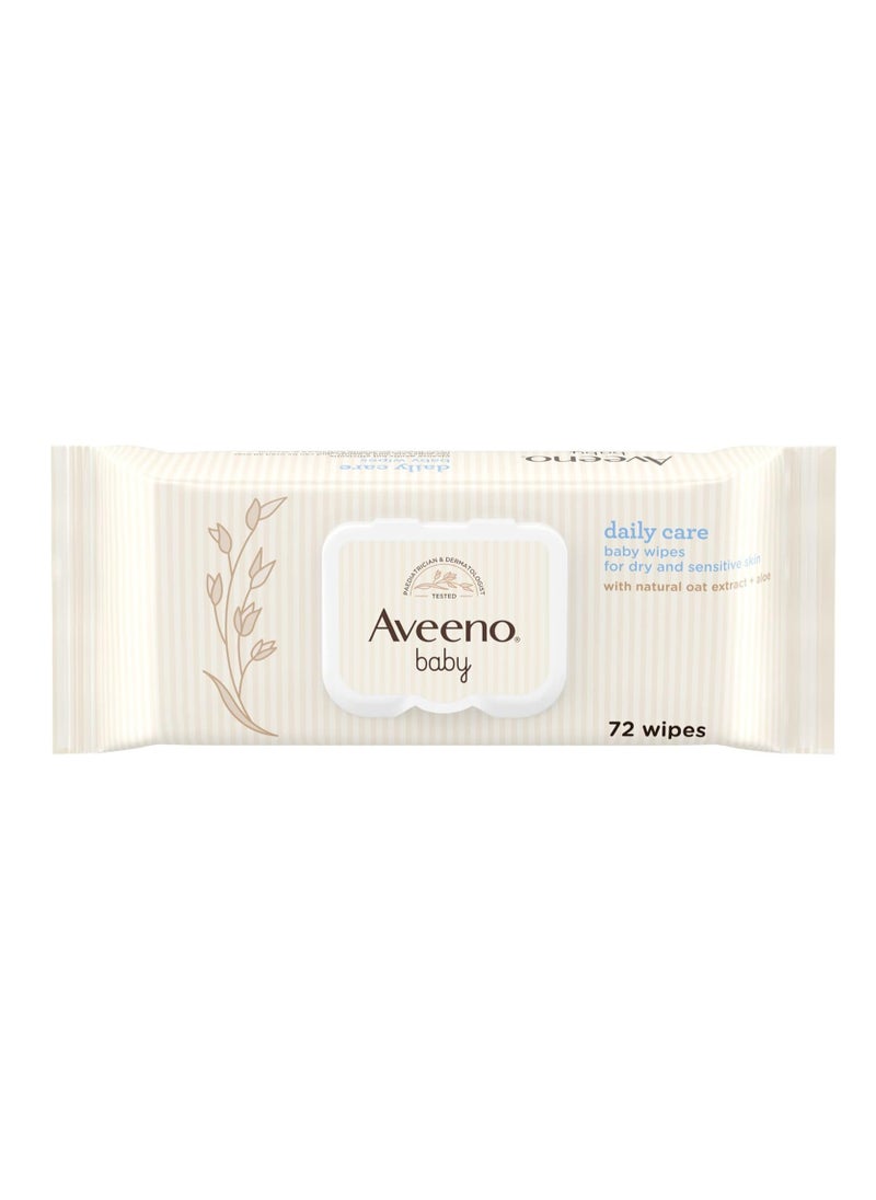 Aveeno Baby Aveeno Baby Daily Care Wipes, Unscented, White, 72 Count (Pack of 1) 