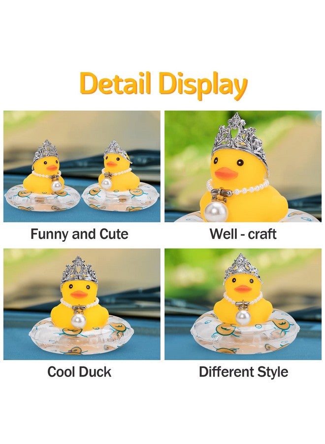 wonuu Car Duck Rubber Duck Car Ornaments Duck Car Dashboard Decorations with Mini Crown and Necklace, C-Male Crown - Image 2