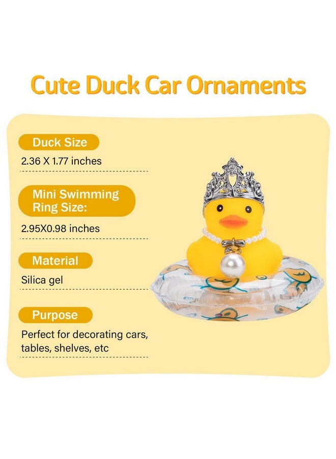 wonuu Car Duck Rubber Duck Car Ornaments Duck Car Dashboard Decorations with Mini Crown and Necklace, C-Male Crown - Image 3