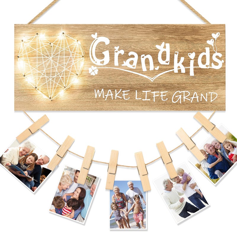 Vetbuosa Vetbuosa Picture Frame Gifts for Grandma Grandpa Grandparents Birthday Gift from Grandkids Perfect Nana Nanny Presents 133  55 Inch Photo Frames with LED Lights and Handmade Heart 