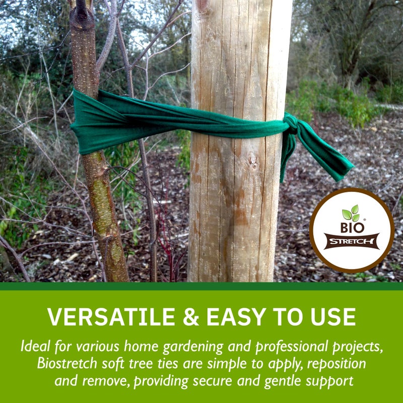 Biostretch Extra Wide Soft Tree Ties - Strong & Stretchy Support for Large Plants & Young Trees - Cut-to-Length Green Garden Tape for Home & Professional Gardening (26 ft / 8M) - Image 5