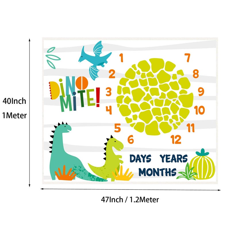 PAMBO Dinosaur Baby Stuff Month Milestone Blanket for Newborn Photo Taken - Baby Age Blanket - Image 2