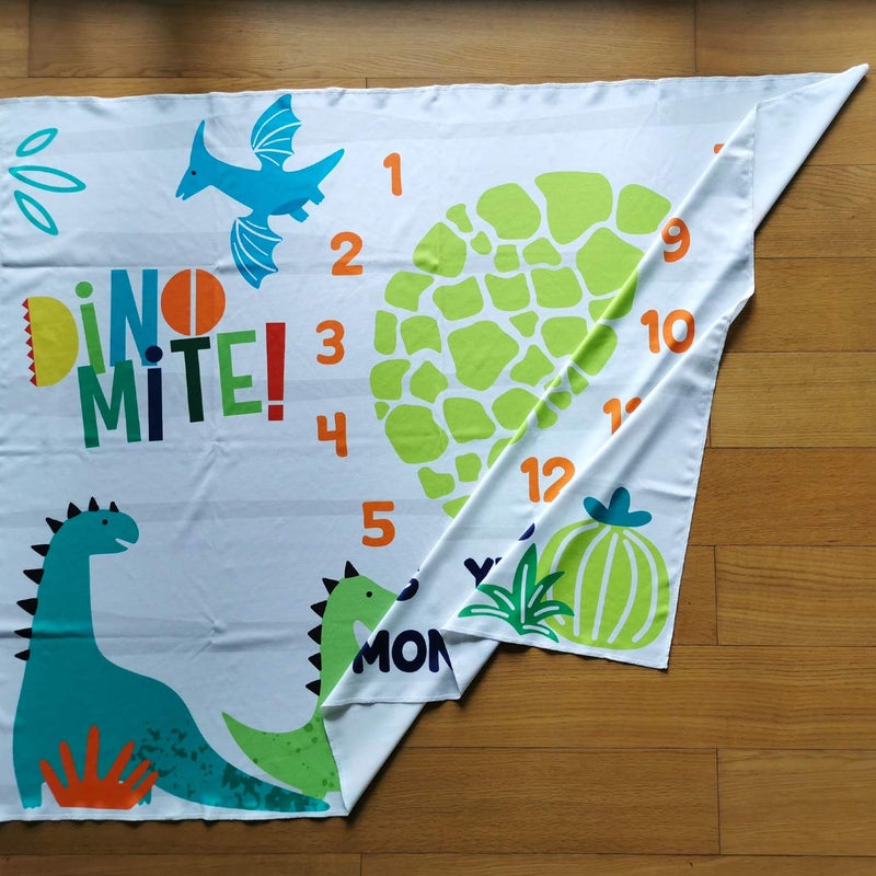 PAMBO Dinosaur Baby Stuff Month Milestone Blanket for Newborn Photo Taken - Baby Age Blanket - Image 3