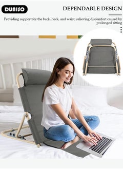 DUNISO Lifting Bed Backrest, 5 Gears Portable Folding Adjustable Sit-Up Back Rest, Multi-Function Floor Chair for Bed, Backrest Chair for Reading, Bed Backrest Support with Head Pillow for Neck Head Lumbar Support  - Image 2