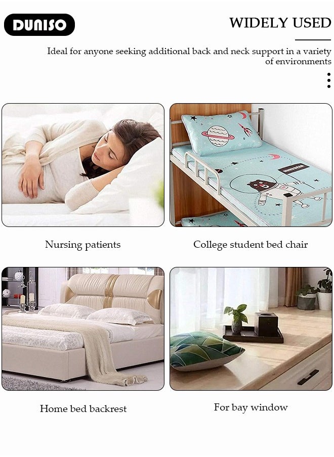 DUNISO Lifting Bed Backrest, 5 Gears Portable Folding Adjustable Sit-Up Back Rest, Multi-Function Floor Chair for Bed, Backrest Chair for Reading, Bed Backrest Support with Head Pillow for Neck Head Lumbar Support  - Image 3