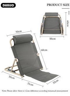 DUNISO Lifting Bed Backrest, 5 Gears Portable Folding Adjustable Sit-Up Back Rest, Multi-Function Floor Chair for Bed, Backrest Chair for Reading, Bed Backrest Support with Head Pillow for Neck Head Lumbar Support  - Image 4