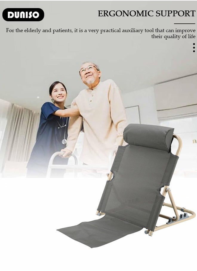 DUNISO - Lifting Bed Backrest, 5 Gears Portable Folding Adjustable Sit-Up Back Rest, Multi-Function Floor Chair for Bed, Backrest Chair for Reading, Bed Backrest Support with Head Pillow for Neck Head Lumbar Support - Image 1
