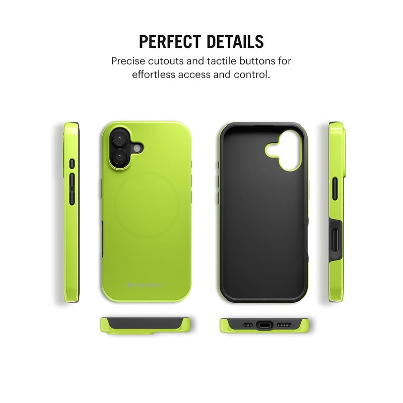 Daily Objects Polycarbonate Enamel Bumper Magsafe Case For iPhone 16 Compatible With Mag-Safe Wireless Charging | Lime Hybrid Magnetic Back Cover - Image 5