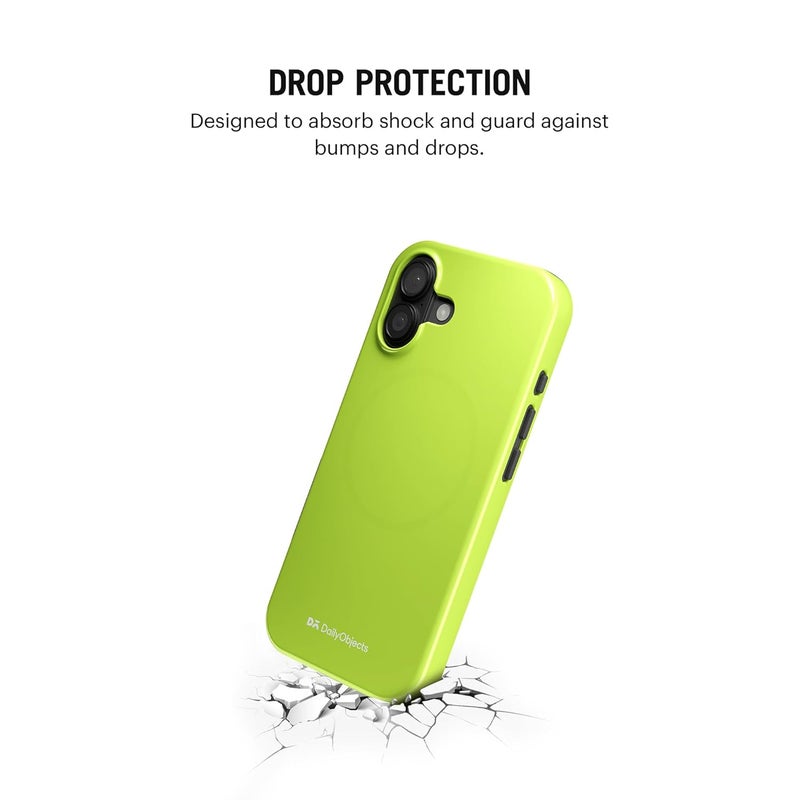 Daily Objects Polycarbonate Enamel Bumper Magsafe Case For iPhone 16 Compatible With Mag-Safe Wireless Charging | Lime Hybrid Magnetic Back Cover - Image 4