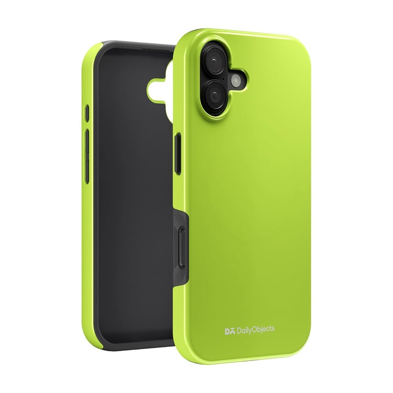 Daily Objects Polycarbonate Enamel Bumper Magsafe Case For iPhone 16 Compatible With Mag-Safe Wireless Charging | Lime Hybrid Magnetic Back Cover - Image 3
