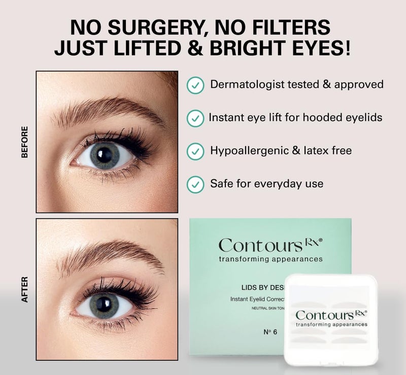 Contours Rx Lids by Design â€“ NÂ°5 Transparent Instant Eyelid Lift Strips for Casual Mild to Moderate Hooded Lids â€“ Medical-Grade, Anti-Aging Eyelid Tape â€“ 80 Count - Image 4
