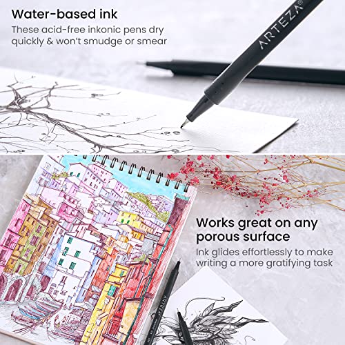 ARTEZA Inkonic Fineliners Pens, Set of 48, 0.4 mm Fine Tip Markers, Water-Based Art Pens for Drawing, Sketching, Journaling, Calligraphy - Image 4