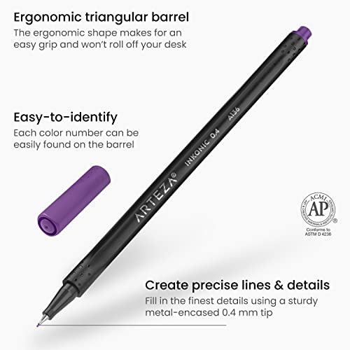 ARTEZA Inkonic Fineliners Pens, Set of 48, 0.4 mm Fine Tip Markers, Water-Based Art Pens for Drawing, Sketching, Journaling, Calligraphy - Image 3