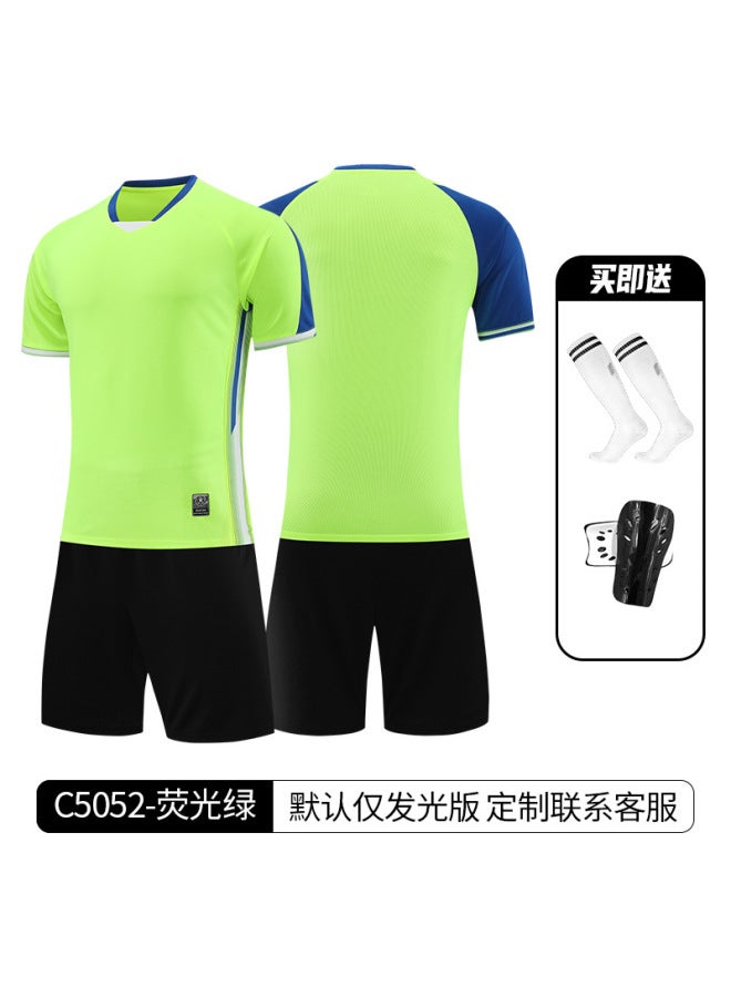 Children's Football Jersey Set - Fluorescent Green with Socks & Leggings, Quick-Drying Training Uniform for Toddlers