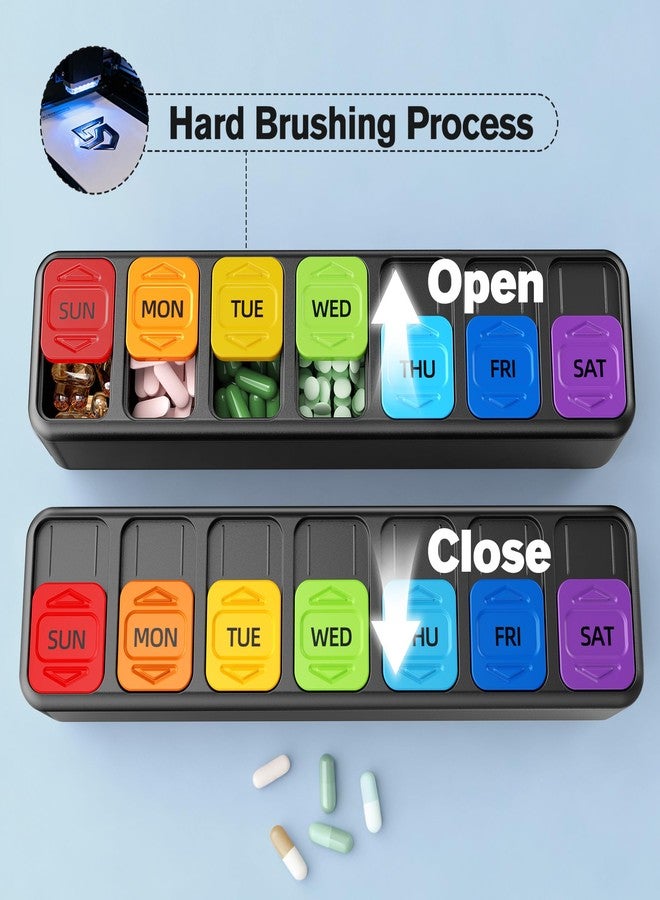 Restree Weekly Pill Organizer Once a Day, Daily Medicine Organizer with Slide-Lid, 7 Day Portable Travel Pill case, Vitamin & Supplement Organizer (Black - Image 4