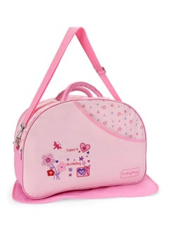 babyhug Babyhug Heart & Floral Printed Diaper Bag With Changing Mat, Strong Shoulder Strap, One Front And Back Pocket, Additional Compartment, 0 to 3 Years, 37.5 x 17.5 x 28 cm - Pink  - Image 1
