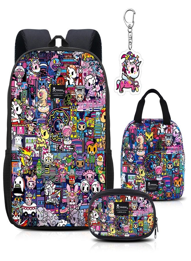 Tokidoki Backpack Set with Lunch Bag Pencil Case Unicorno Keychain Travel Laptop Bag Casual Daypacks for Women (Backpack Set-Purple) - Image 1