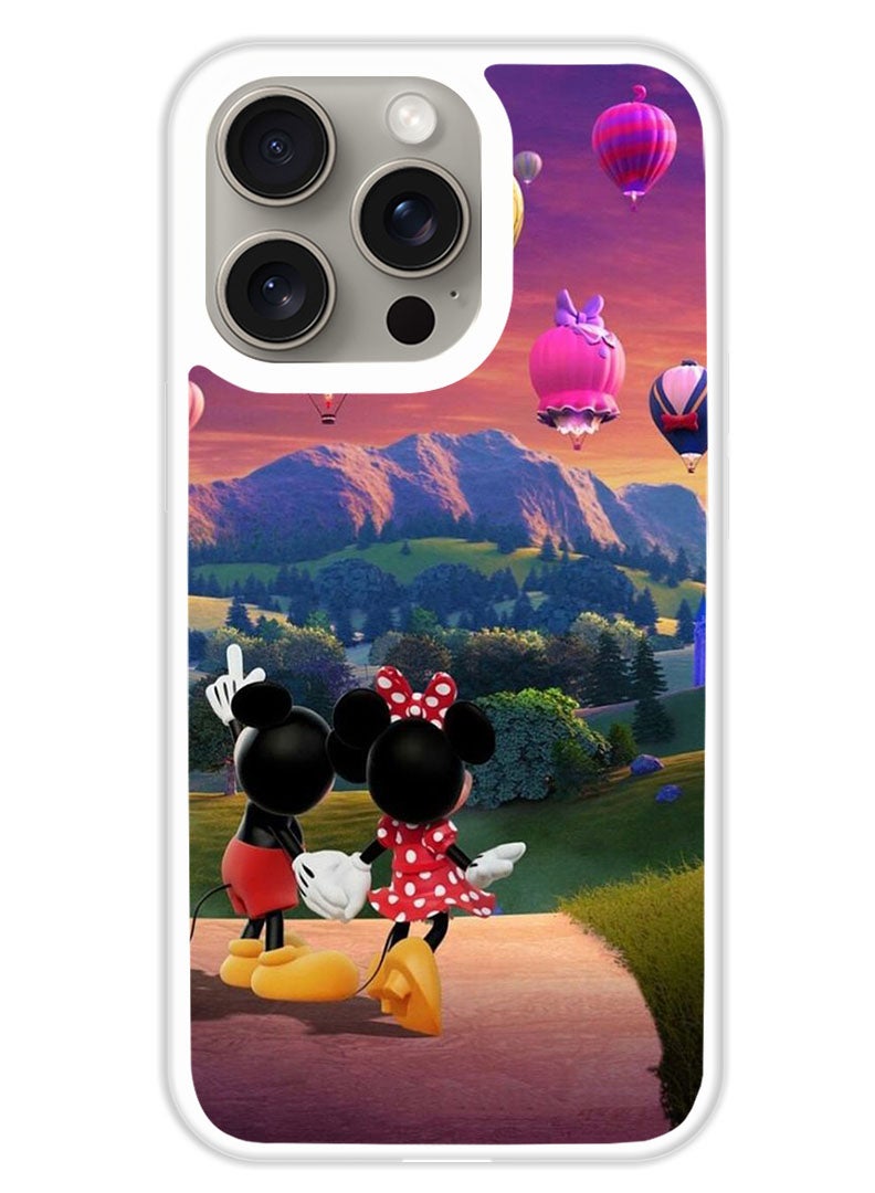 Theodor Protective Case Cover For APPLE IPHONE 15 Pro Max Mickey Minnie (White Bumper) - Image 1