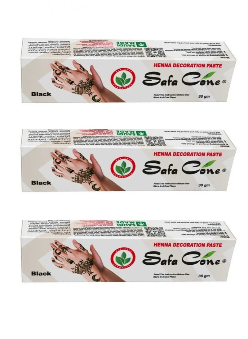 Safa Cone Black Henna Paste for Engraving  3 pieces