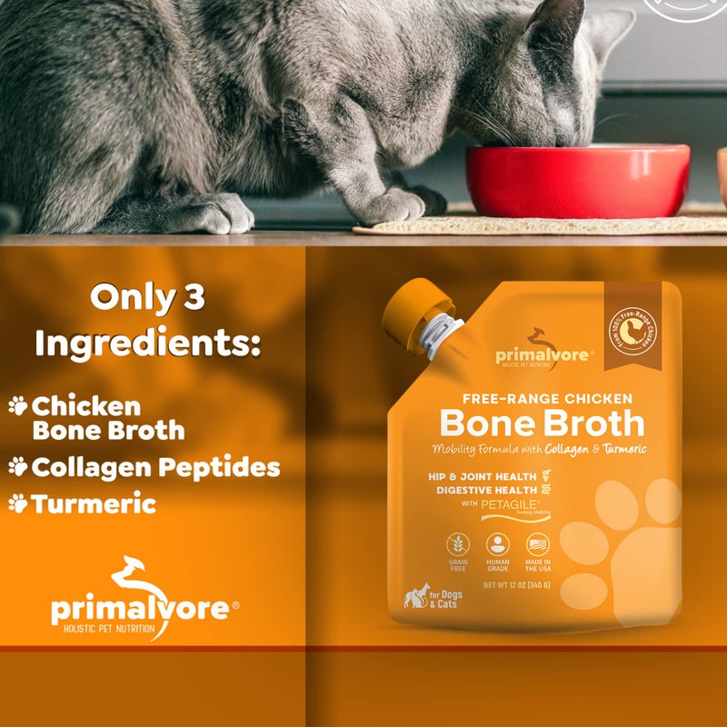 Primalvore Free-Range Bone Broth for Dogs &Cats, Mobility Formula w/Collagen Peptides to Help Support Hip & Joints, Digestion, Skin & Coat and Hydration, Human Grade, Made in USA. Chicken 2 Pack - Image 5