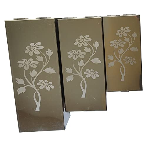 GinoSet® Stainless Steel safe Locker Boxes For Cash Peti Pooja Jewellery set Box (Multi_Pack of 3) Size -8 Inch, 10 Inch, 12 Inch With Laser Printed Sun Flower Design. - Image 4