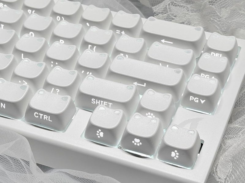 OHY XVX Lumicat Mao Profile Side-Printed Shine-Through PBT Keycaps, 113 Keys Double-Shot Dye-Sublimation Creamy White Keycap Set, Compatible with MX Switches Mechanical Keyboard - Image 4