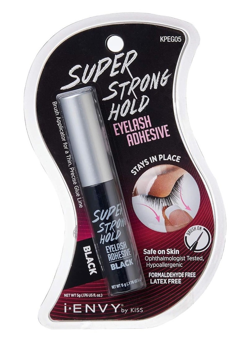 i.Envy i-Envy by KISS Super Strong Hold Eyelash Adhesive Black KPEG05 Brush On Latex Free 0.18oz 