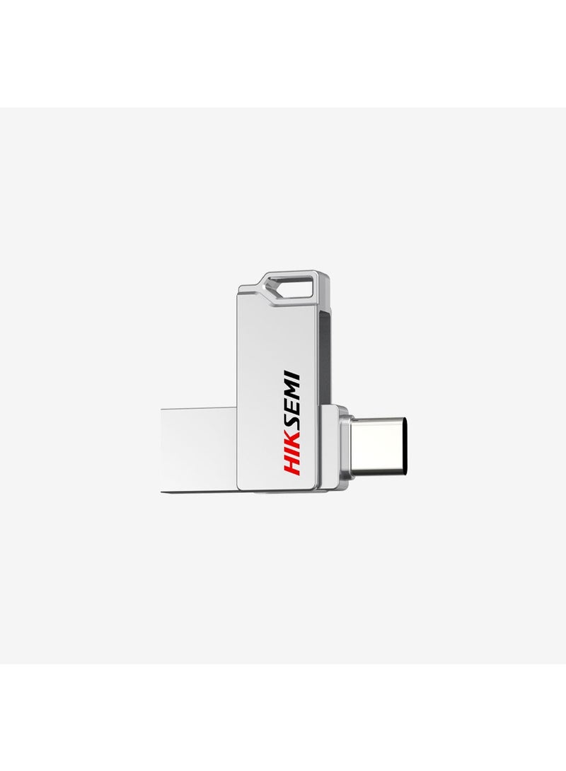 HIKSEMI HIKSEMI 128GB USB 3.2 Dual Drive Type-A/Type-C Upto 150MB/s Silver -SYNC | HS-USB-E327C 128G U3 Silver | - Image 3