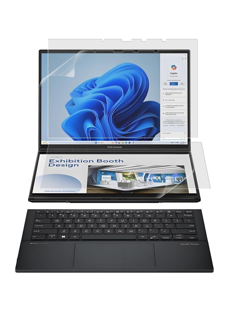 عام 4 عبوات واقية شاشة متوافقة مع ASUS Zenbook Duo 2025 ثنائي الشاشة مقاس 14 بوصة (UX8406) - فيلم مقاوم للخدوش عالي الدقة (مجموعتان - للشاشة الأساسية والثانوية) - Image 1