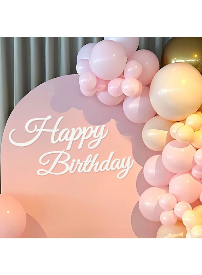 MASTRON Happy Birthday Sign for Backdrop - White 'Happy Birthday' Party Banner Stickers for Balloon Arch Wall Decor Photo Backgrounds - Image 1