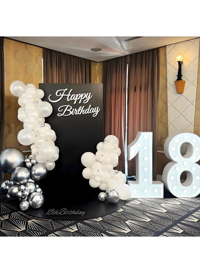 MASTRON Happy Birthday Sign for Backdrop - White 'Happy Birthday' Party Banner Stickers for Balloon Arch Wall Decor Photo Backgrounds - Image 5