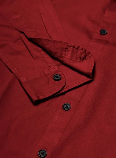 Dennis Lingo Slim Fit Maroon Men's Solid Shirt, Spread Collar, Full Sleeves, 100% Cotton