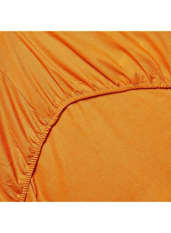 آي بيد هوم طقم ملاءة سرير مكون من قطعتين من القطن بكثافة 144 خيطًا في البوصة المربعة مقاس فردي باللون البرتقالي من - Image 3