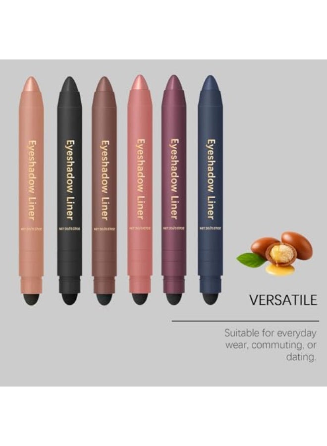 zephoco 2 In 1 Eyeliner Eyeshadow, Long-Lasting Waterproof Smudge-Proof Duo Eye Shadow Stick, Two-Color Eyeliner, Gentle & Smooth Application, Easy to Color, Creat Smokeshow Make Up (Navy) - Image 5