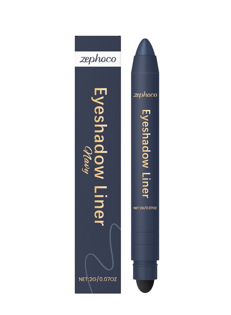 zephoco 2 In 1 Eyeliner Eyeshadow, Long-Lasting Waterproof Smudge-Proof Duo Eye Shadow Stick, Two-Color Eyeliner, Gentle & Smooth Application, Easy to Color, Creat Smokeshow Make Up (Navy) - Image 1
