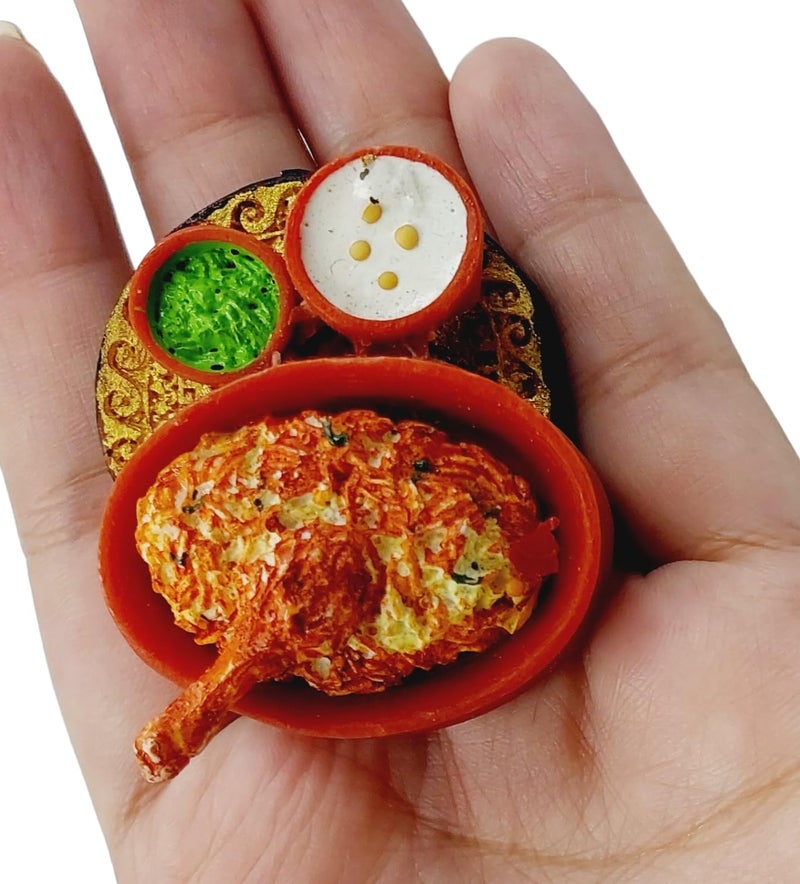ARTISKRITI Miniature Food 3D Fridge Magnets, Magnet Best Souvenir Gift 100%, Made in India (Chicken Tikka and Burger and Fries) - Image 3