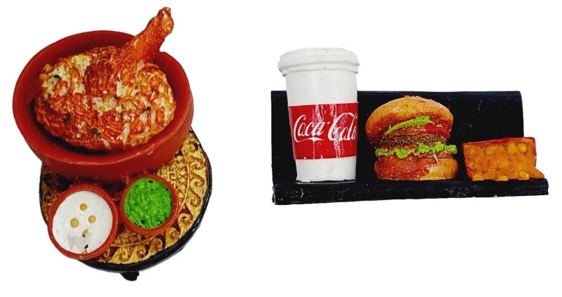ARTISKRITI Miniature Food 3D Fridge Magnets, Magnet Best Souvenir Gift 100%, Made in India (Chicken Tikka and Burger and Fries) - Image 2