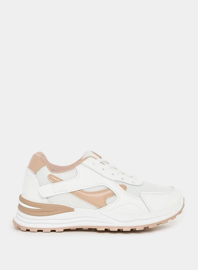Styli Textured Lace Up Sneakers