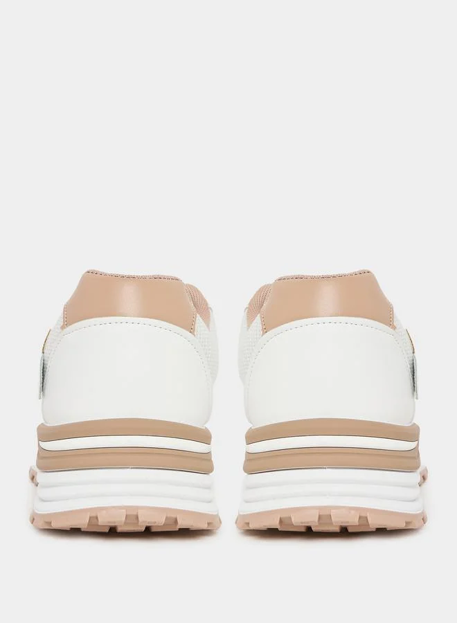Styli Textured Lace Up Sneakers