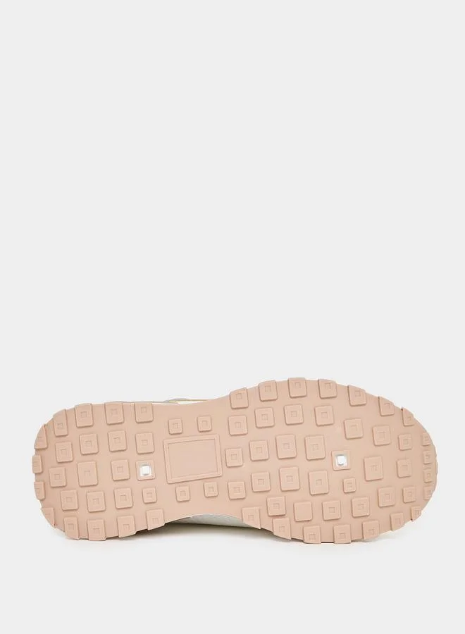Styli Textured Lace Up Sneakers