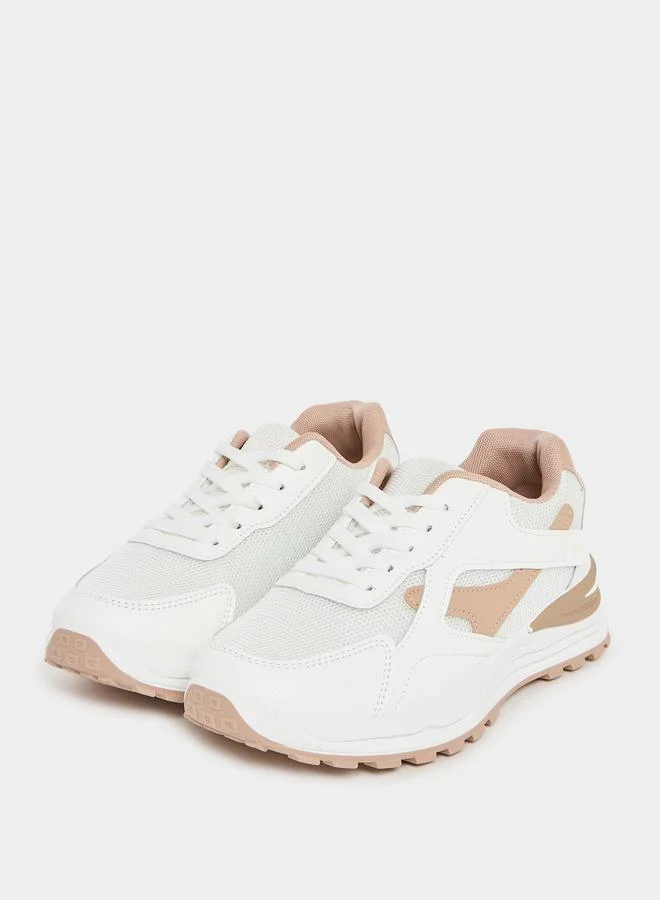 Styli Textured Lace Up Sneakers