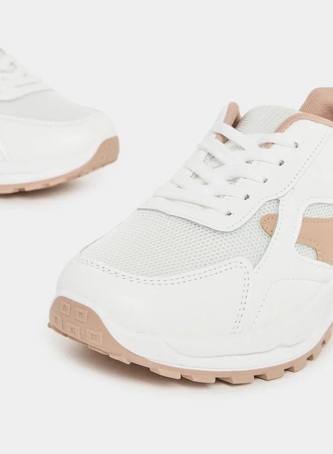 Styli Textured Lace Up Sneakers