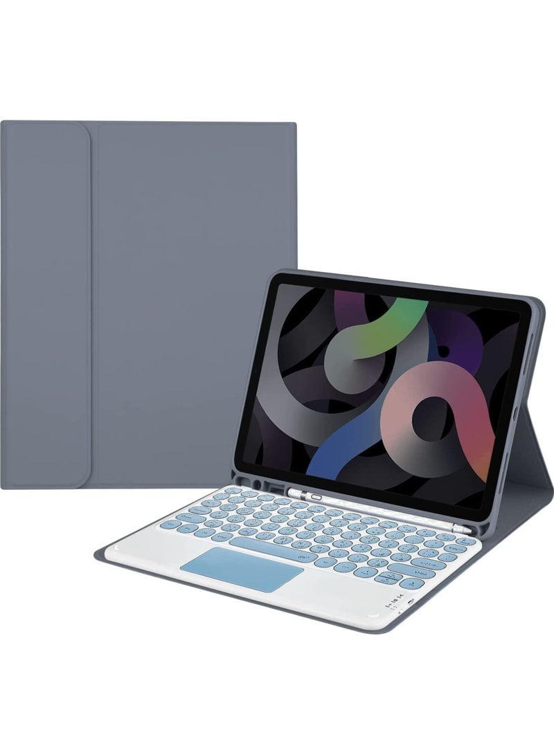 أوتشوانغ حافظة لوحة مفاتيح آيباد مع لوحة مفاتيح بلوتوث إنجليزية باللغة العربية لآيباد برو 10.5 بوصة 2017/إير3 2019/آيباد 10.2 بوصة 7/8/9 2019/2020/2021-أزرق - Image 1