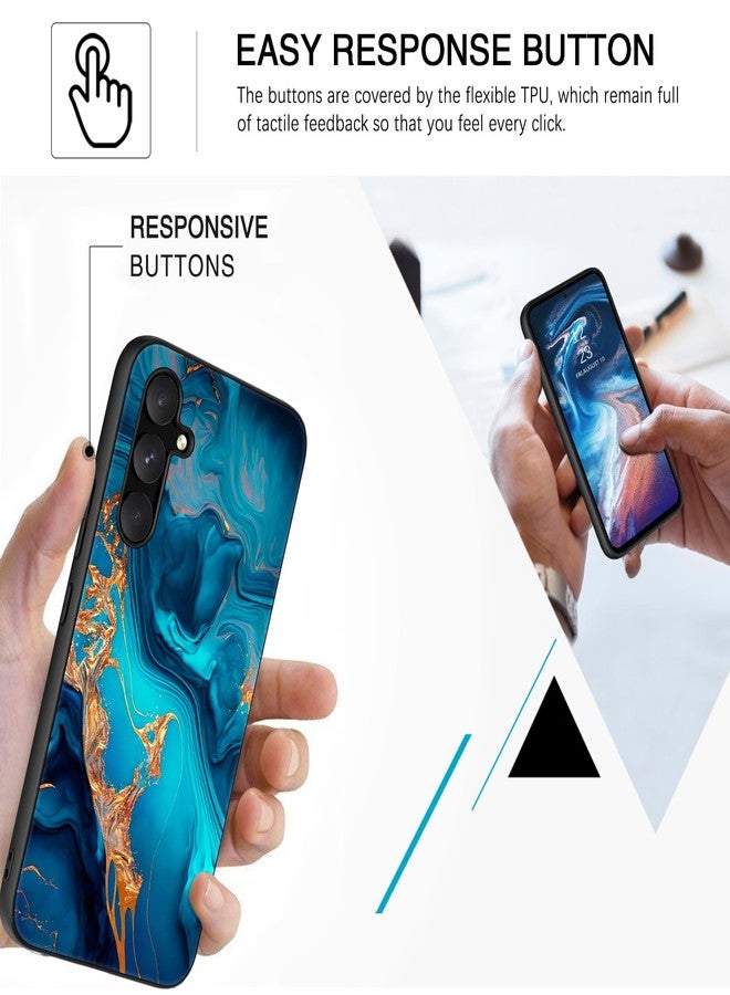 بنتوبين جراب BENTOBEN لهاتف سامسونج جالاكسي A54 5G، جراب مضيء في الظلام لهاتف سامسونج A54 5G، جراب نحيف ومرن من مادة TPU، مقاوم للصدمات والخدوش، غطاء حماية للهاتف لهاتف جالاكسي A54 5G، لون أزرق رخامي/ذهبي - Image 5