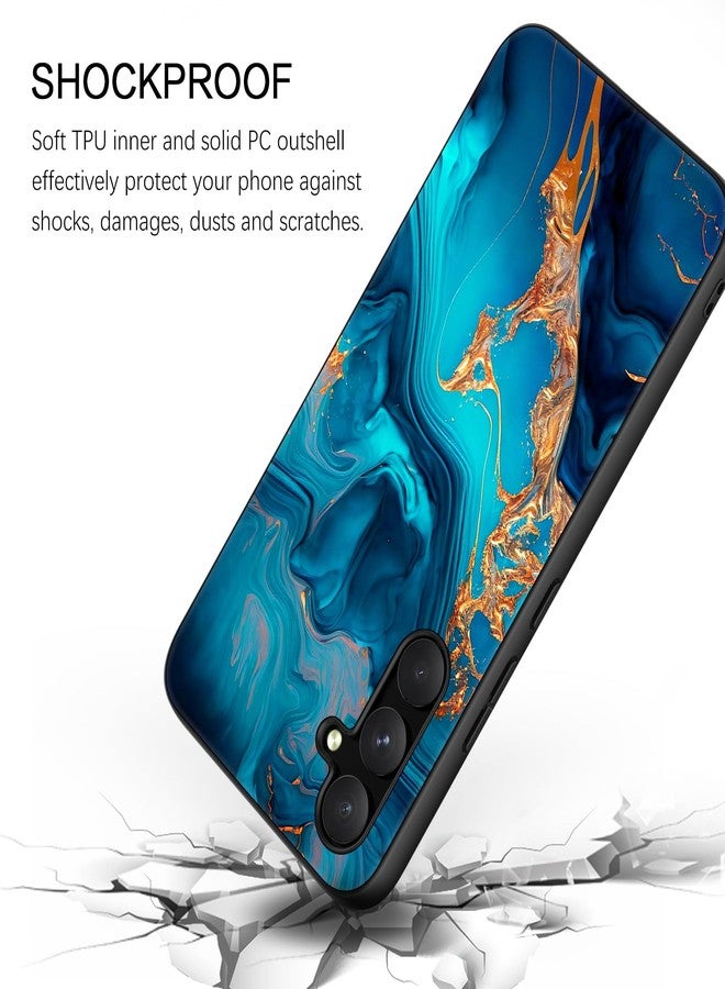 بنتوبين جراب BENTOBEN لهاتف سامسونج جالاكسي A54 5G، جراب مضيء في الظلام لهاتف سامسونج A54 5G، جراب نحيف ومرن من مادة TPU، مقاوم للصدمات والخدوش، غطاء حماية للهاتف لهاتف جالاكسي A54 5G، لون أزرق رخامي/ذهبي - Image 3