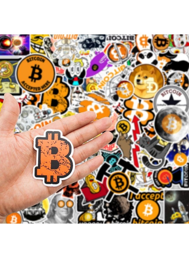 YOKSAS ملصقات بيتكوين للعملات الرقمية لزجاجات الماء واللابتوب 50 قطعة ملصقات مضحكة للعملات الرقمية للكمبيوتر والهاتف والجيتار والحقائب - Image 4