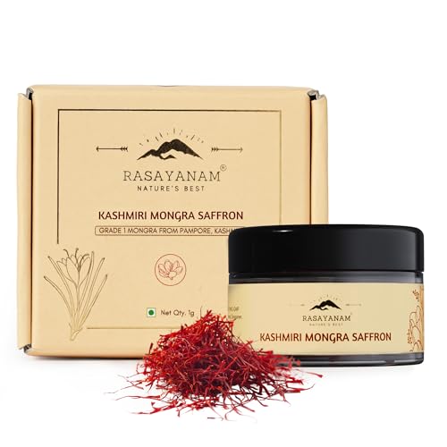 Rasayanam Pure Original Kashmiri Saffron/Kesar/Kumkuma Puvvu (1gm) | Certified highest Grade-A Keshar | Saffron for pregnant women, Pooja rituals & Food aroma - Image 1
