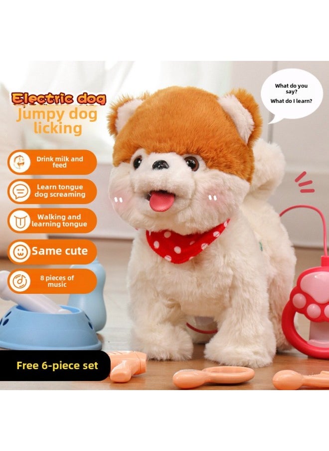 Repeat Reading Learning Speaking Licking Tongue Simulation Wangwang Children's Electric Toy Puppy Walking Intelligent Pet Dog-Color:Samoye 】-Specifications: Lasts About 60 Minutes  - Image 3
