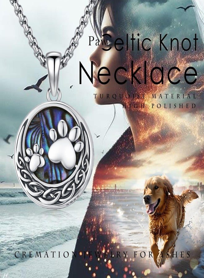 MEDWISE Celtic Urn Necklace for Ashes 925 Sterling Silver Paw Prints Necklace Abalone Shell Ashes Keepsake Memorial Urn Pendant Pet Cremation Jewelry for Ashes Memorial Jewelry for Dog Cat Pet - Image 5