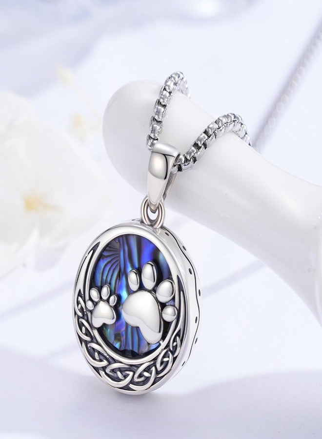 MEDWISE Celtic Urn Necklace for Ashes 925 Sterling Silver Paw Prints Necklace Abalone Shell Ashes Keepsake Memorial Urn Pendant Pet Cremation Jewelry for Ashes Memorial Jewelry for Dog Cat Pet - Image 2